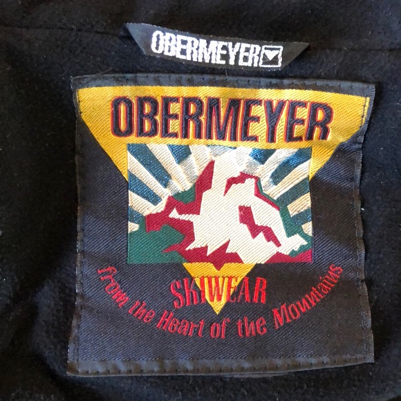 VTG 90s OBERMEYER sz Large SkiWear Snow Hooded Parkas Vivid Blue Fleece Classic - Picture 10 of 16